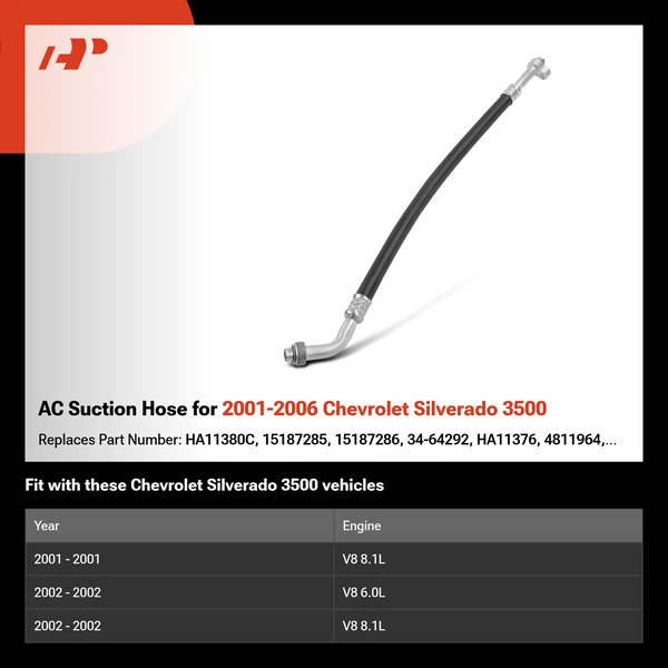 AC Suction Hose for 2001-2006 Chevrolet Silverado 3500