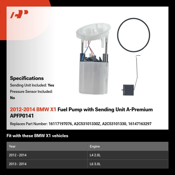 2012-2014 BMW X1 Fuel Pump with Sending Unit A-Premium APFP0141