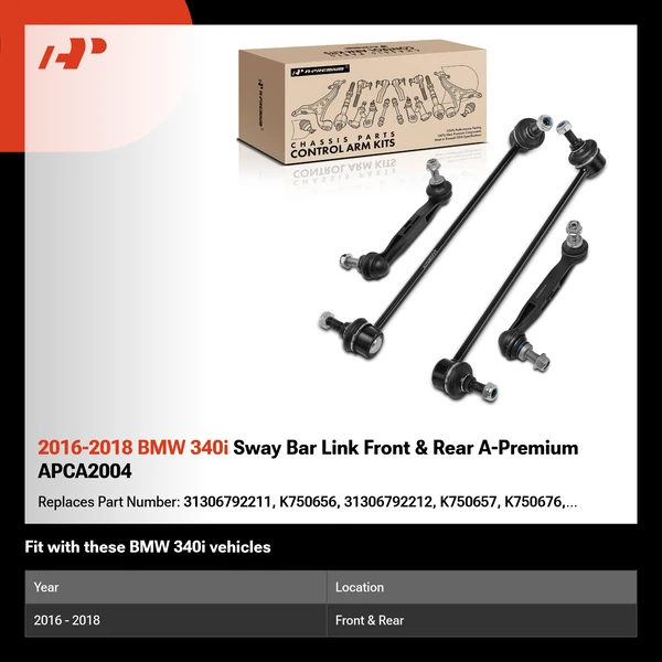 2016-2018 BMW 340i Sway Bar Link Front & Rear A-Premium APCA2004