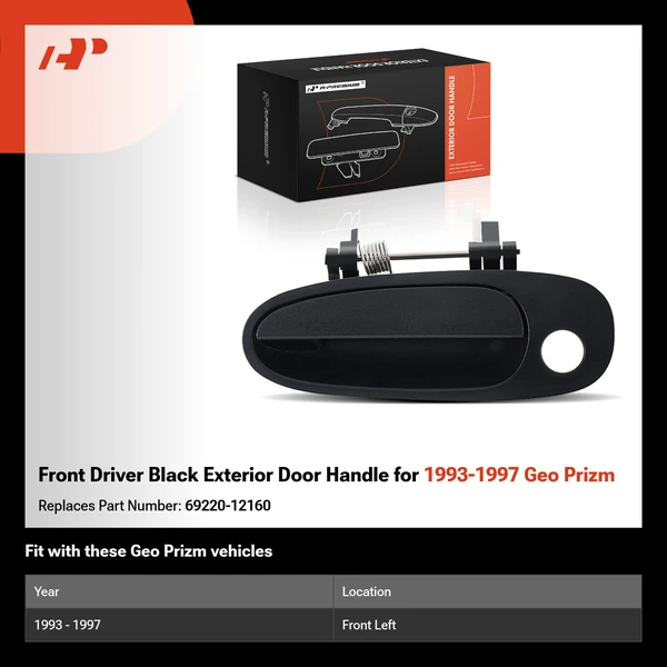 Front Driver Black Exterior Door Handle for 1993-1997 Geo Prizm