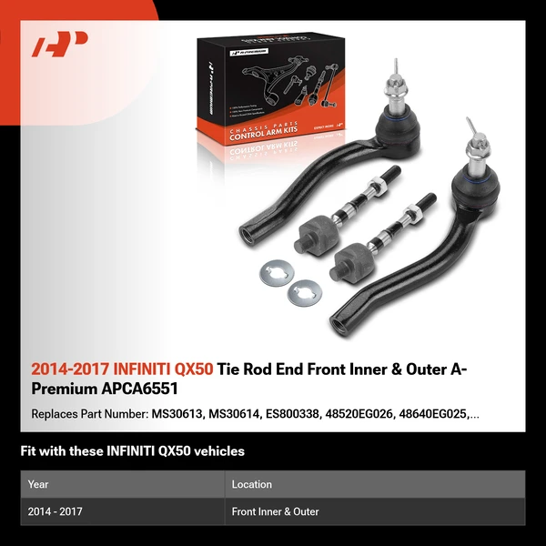 2014-2017 INFINITI QX50 Tie Rod End Front Inner & Outer A-Premium APCA6551