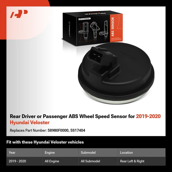 Rear Driver or Passenger ABS Wheel Speed Sensor for 2019-2020 Hyundai Veloster