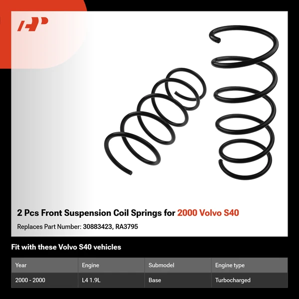2 Pcs Front Suspension Coil Springs for 2000 Volvo S40