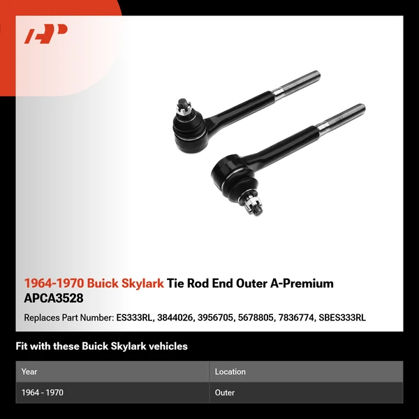 1964-1970 Buick Skylark Tie Rod End Outer A-Premium APCA3528