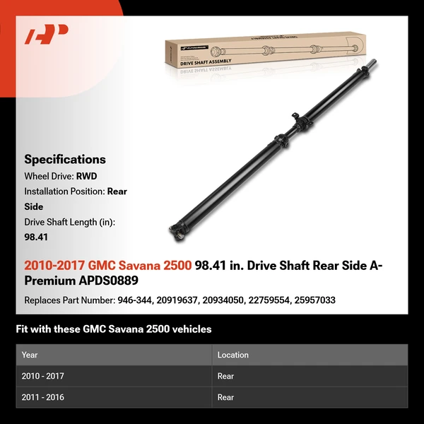 2010-2017 GMC Savana 2500 98.41 in. Drive Shaft Rear Side A-Premium APDS0889