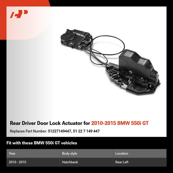 Rear Driver Door Lock Actuator for 2010-2015 BMW 550i GT