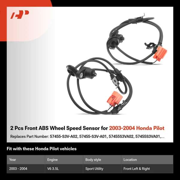 2 Pcs Front ABS Wheel Speed Sensor for 2003-2004 Honda Pilot
