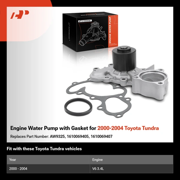 Engine Water Pump with Gasket for 2000-2004 Toyota Tundra
