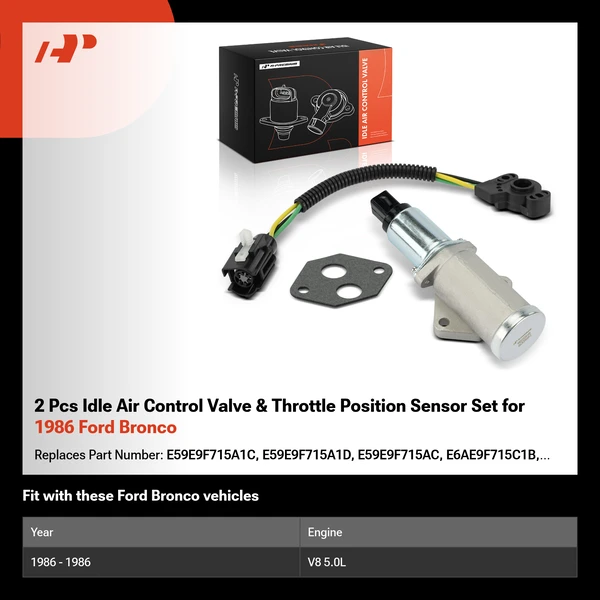 2 Pcs Idle Air Control Valve & Throttle Position Sensor Set for 1986 Ford Bronco
