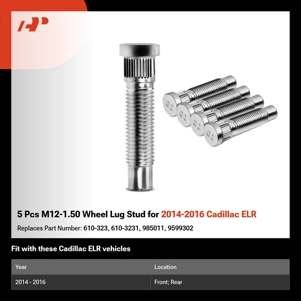 5 Pcs M12-1.50 Wheel Lug Stud for 2014-2016 Cadillac ELR