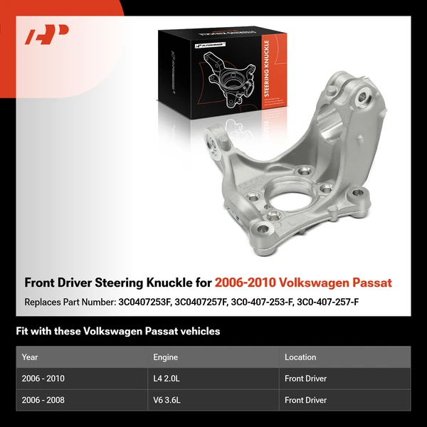 Front Driver Steering Knuckle for 2006-2010 Volkswagen Passat