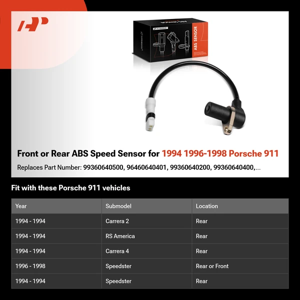 Front or Rear ABS Speed Sensor for 1994 1996-1998 Porsche 911