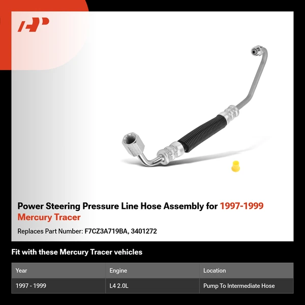 Power Steering Pressure Line Hose Assembly for 1997-1999 Mercury Tracer