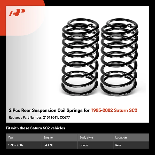 2 Pcs Rear Suspension Coil Springs for 1995-2002 Saturn SC2