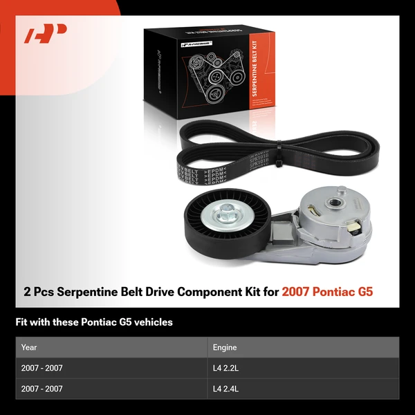2 Pcs Serpentine Belt Drive Component Kit for 2007 Pontiac G5