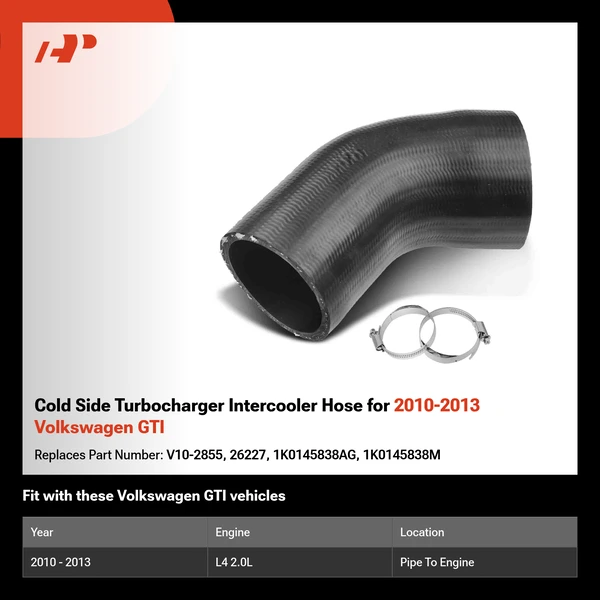 Cold Side Turbocharger Intercooler Hose for 2010-2013 Volkswagen GTI