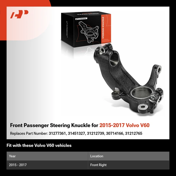 Front Passenger Steering Knuckle for 2015-2017 Volvo V60