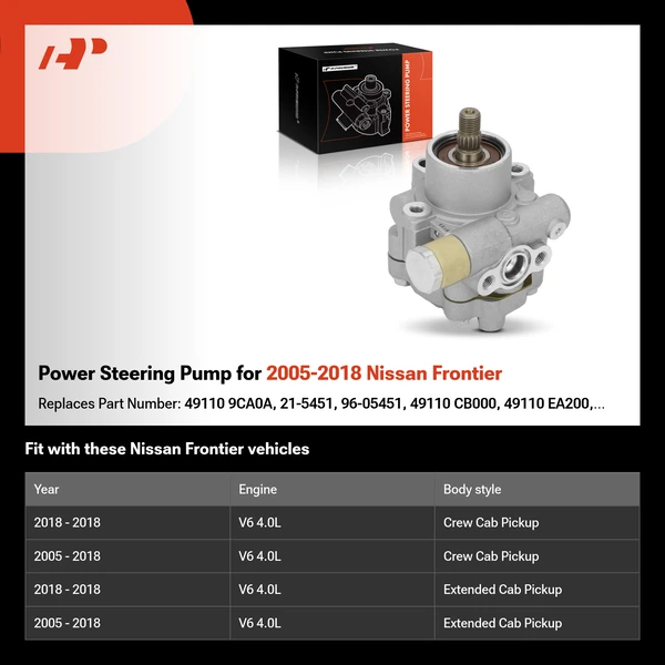 Power Steering Pump for 2005-2018 Nissan Frontier
