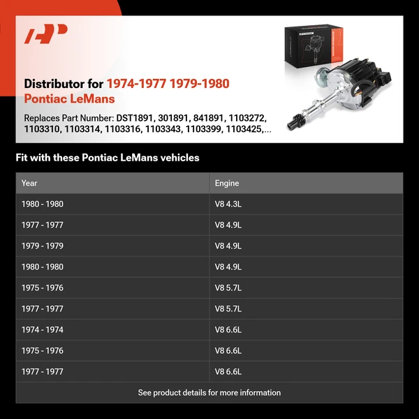 Distributor for 1974-1977 1979-1980 Pontiac LeMans