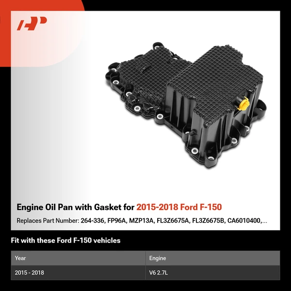 Engine Oil Pan with Gasket for 2015-2018 Ford F-150