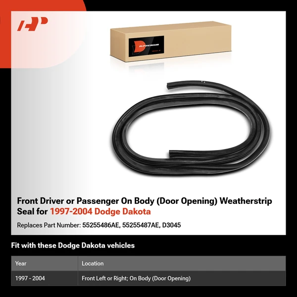 Front Driver or Passenger On Body (Door Opening) Weatherstrip Seal for 1997-2004 Dodge Dakota