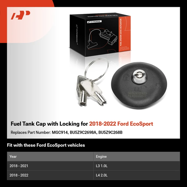 Fuel Tank Cap with Locking for 2018-2022 Ford EcoSport