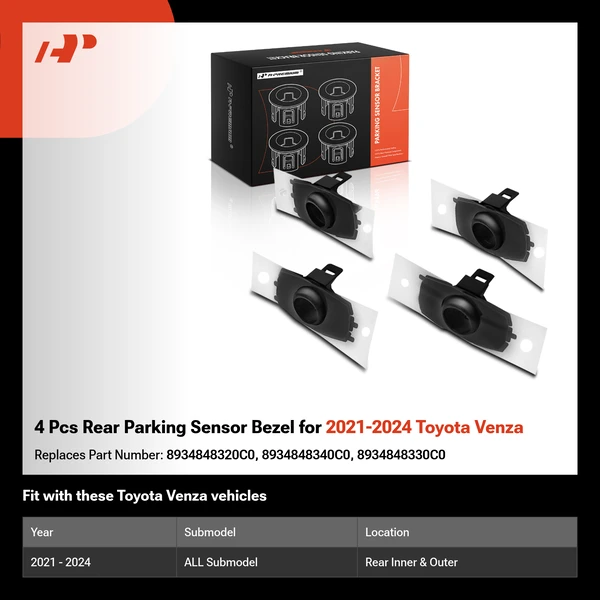 4 Pcs Rear Parking Sensor Bezel for 2021-2024 Toyota Venza