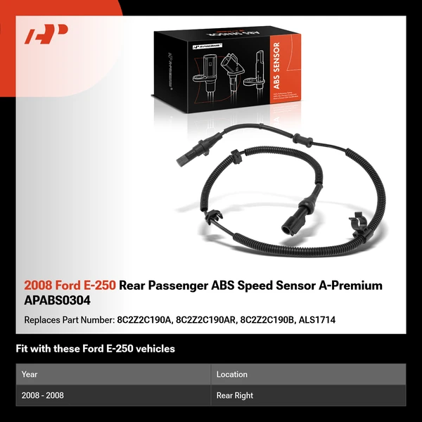 2008 Ford E-250 Rear Passenger ABS Speed Sensor A-Premium APABS0304