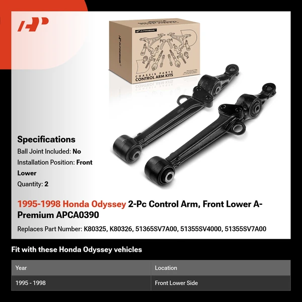 1995-1998 Honda Odyssey 2-Pc Control Arm, Front Lower A-Premium APCA0390