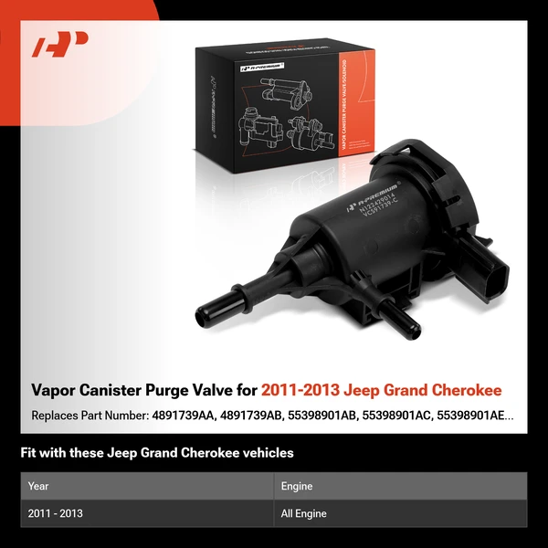 Vapor Canister Purge Valve for 2011-2013 Jeep Grand Cherokee