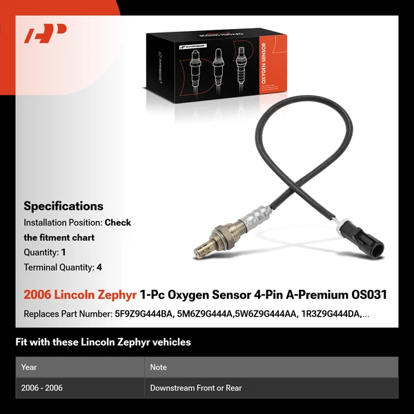 2006 Lincoln Zephyr 1-Pc Oxygen Sensor 4-Pin A-Premium OS031