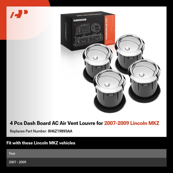 4 Pcs Dash Board AC Air Vent Louvre for 2007-2009 Lincoln MKZ