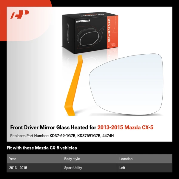 Front Driver Mirror Glass Heated for 2013-2015 Mazda CX-5