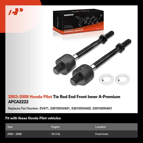 2003-2008 Honda Pilot Tie Rod End Front Inner A-Premium APCA2222