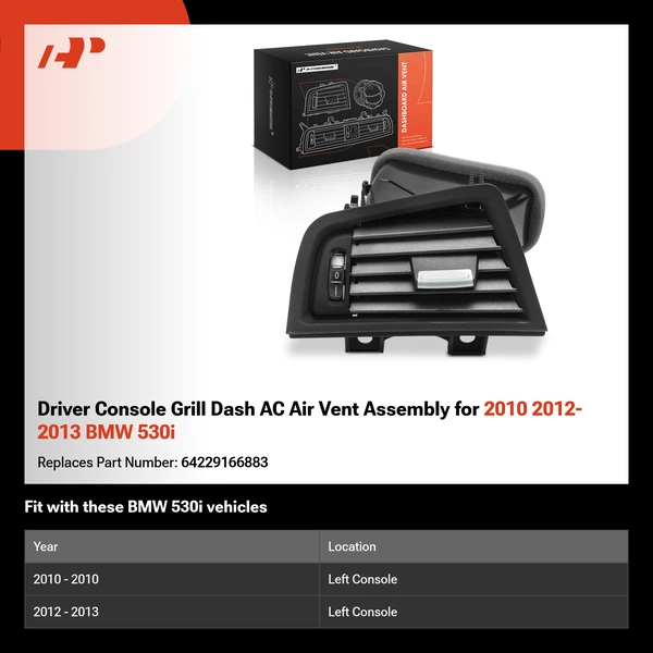 Driver Console Grill Dash AC Air Vent Assembly for 2010 2012-2013 BMW 530i