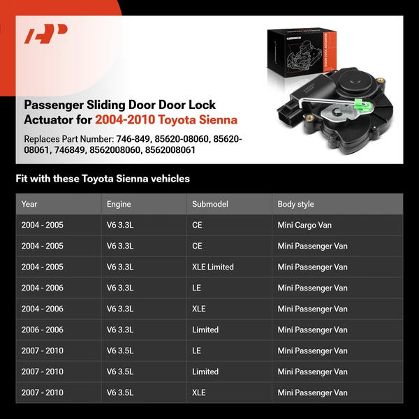 Passenger Sliding Door Door Lock Actuator for 2004-2010 Toyota Sienna