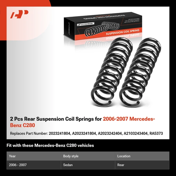 2 Pcs Rear Suspension Coil Springs for 2006-2007 Mercedes-Benz C280
