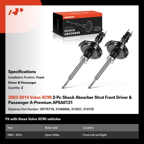 2003-2014 Volvo XC90 2-Pc Shock Absorber Strut Front Driver & Passenger A-Premium APSA0131