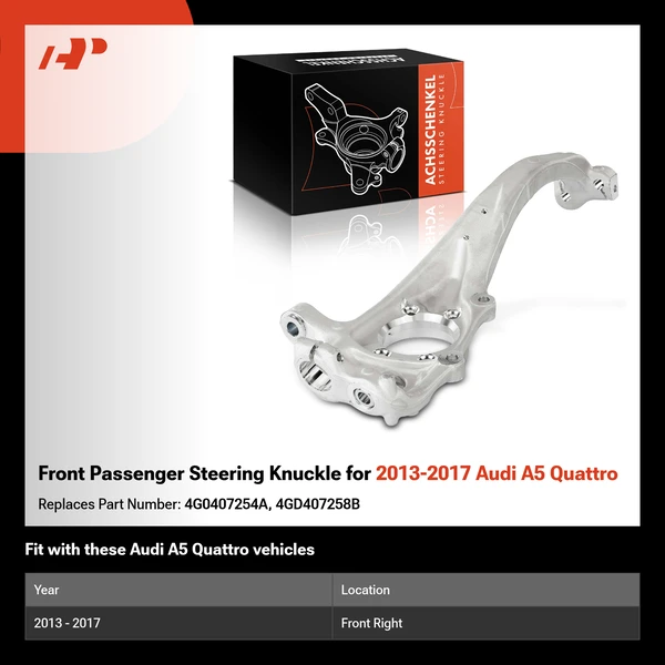 Front Passenger Steering Knuckle for 2013-2017 Audi A5 Quattro