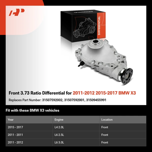 Front 3.73 Ratio Differential for 2011-2012 2015-2017 BMW X3