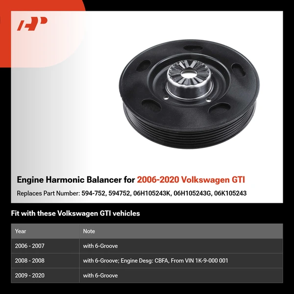 Engine Harmonic Balancer for 2006-2020 Volkswagen GTI