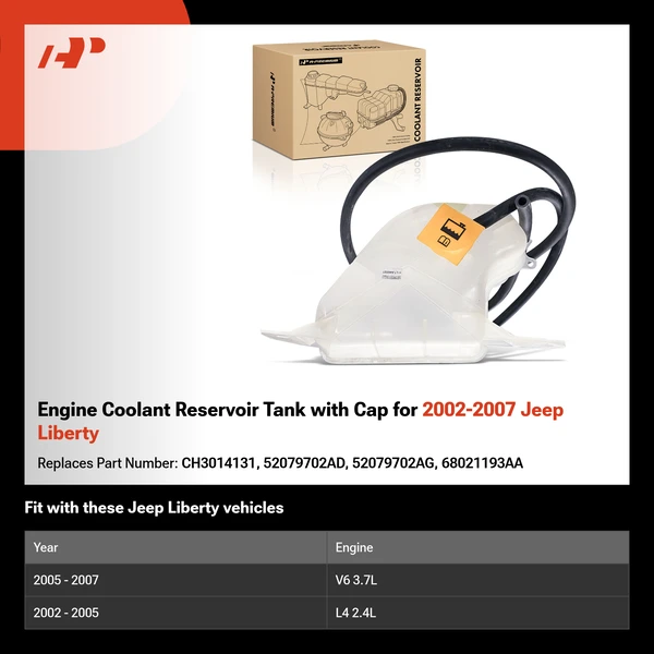 Engine Coolant Reservoir Tank with Cap for 2002-2007 Jeep Liberty