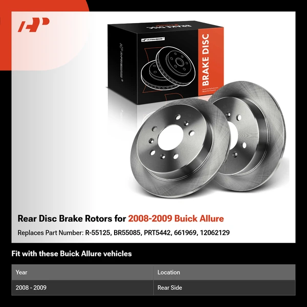 Rear Disc Brake Rotors for 2008-2009 Buick Allure