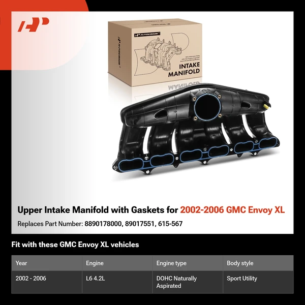 Upper Intake Manifold with Gaskets for 2002-2006 GMC Envoy XL
