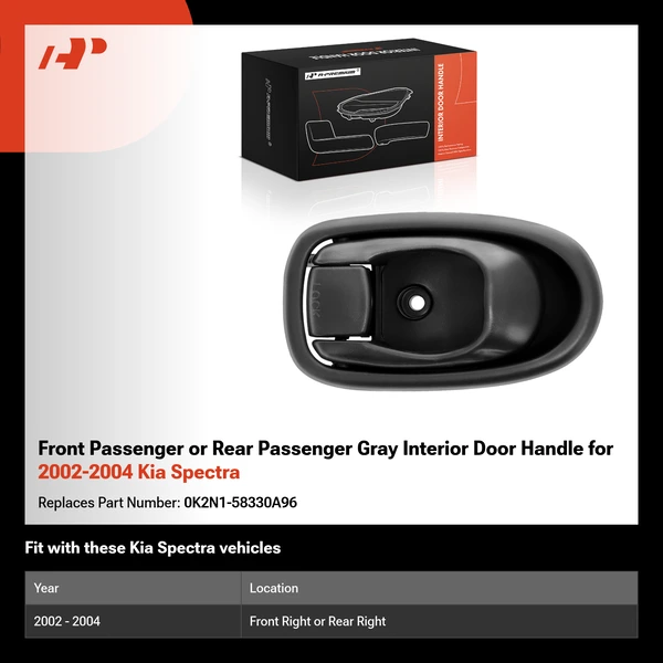 Front Passenger or Rear Passenger Gray Interior Door Handle for 2002-2004 Kia Spectra