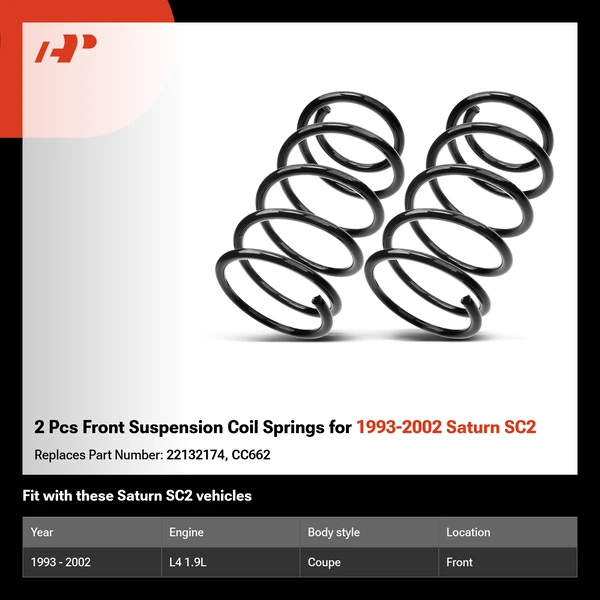 2 Pcs Front Suspension Coil Springs for 1993-2002 Saturn SC2