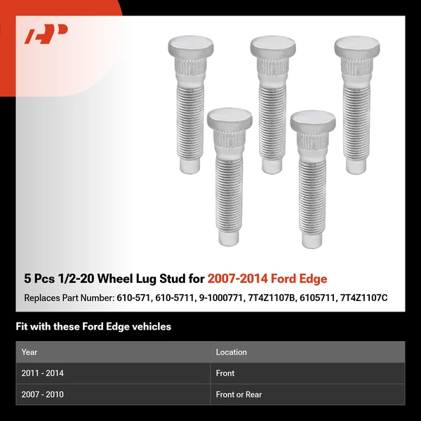 5 Pcs 1/2-20 Wheel Lug Stud for 2007-2014 Ford Edge