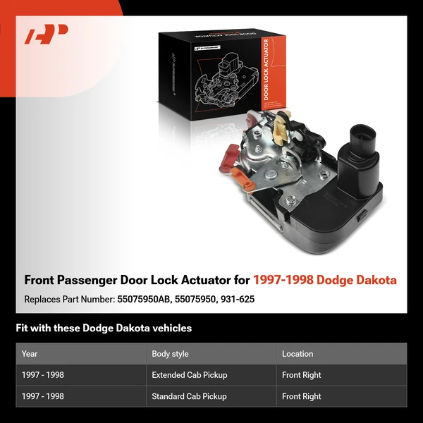 Front Passenger Door Lock Actuator for 1997-1998 Dodge Dakota