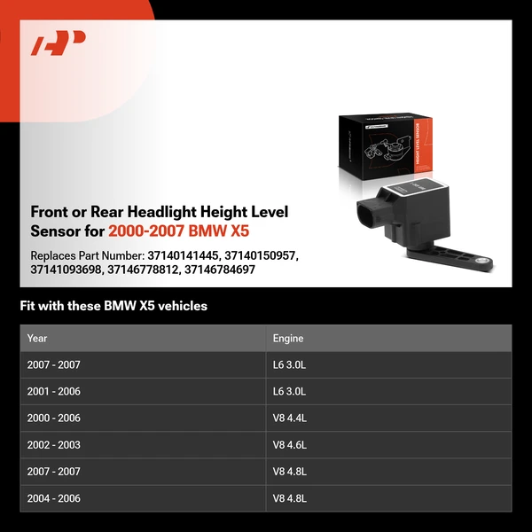 Front or Rear Headlight Height Level Sensor for 2000-2007 BMW X5