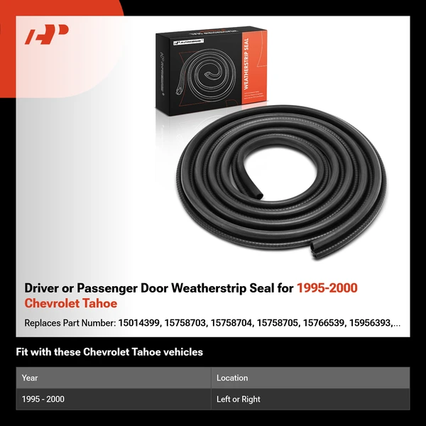 Driver or Passenger Door Weatherstrip Seal for 1995-2000 Chevrolet Tahoe